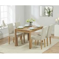 Mark Harris Promo Solid Oak 120cm Dining Set with 4 Maiya Cream Dining Chairs
