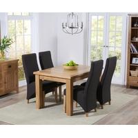 Mark Harris York Solid Oak 130cm Extending Dining Set with 4 Harley Charcoal Fabric Dining Chairs