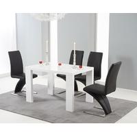 Mark Harris Metz White High Gloss 120cm Dining Set with 4 Black Hereford Dining Chairs