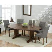 Mark Harris Cavanaugh Solid Dark Oak 165cm Extending Dining Set with 6 Pailin Grey Dining Chairs