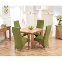 Mark Harris Sandringham Solid Oak 90cm Flip Top Extending Dining Set with 4 Harley Lime Fabric Dining Chairs