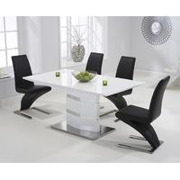 Mark Harris Springfield White High Gloss 160cm Dining Set with 4 Black Hereford Dining Chairs