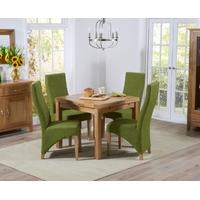 Mark Harris Cambridge Solid Oak 90cm Extending Dining Set with 4 Harley Lime Fabric Dining Chairs