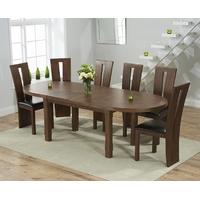 Mark Harris Cheyenne Solid Dark Oak Oval Extending Dining Set with 6 Arizon Brown Dining Chairs
