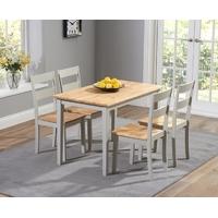 mark harris chichester oak and grey 115cm dining set with 4 dining cha ...