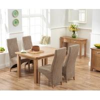Mark Harris Sandringham Solid Oak 130cm Dining Set with 4 Harley Tweed Fabric Dining Chairs