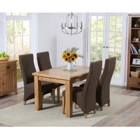 Mark Harris York Solid Oak 130cm Extending Dining Set with 4 Harley Cinnamon Fabric Dining Chairs