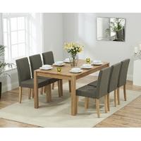 Mark Harris Promo Solid Oak 150cm Dining Set with 6 Maiya Brown Dining Chairs