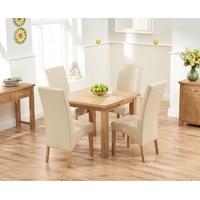 Mark Harris Sandringham Solid Oak 90cm Flip Top Extending Dining Set with 4 Venice Ivory Faux Leather Dining Chairs
