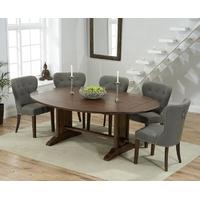 Mark Harris Cavanaugh Solid Dark Oak 165cm Extending Dining Set with 6 Kalim Grey Dining Chairs