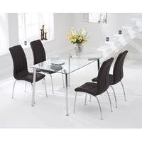 Mark Harris Munich 130cm Glass Dining Set with 4 California Brown Dining Chairs