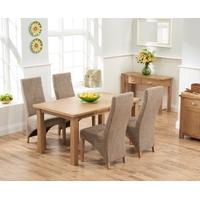 Mark Harris Sandringham Solid Oak 150cm Dining Set with 4 Harley Tweed Fabric Dining Chairs
