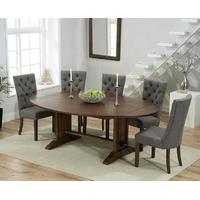 Mark Harris Cavanaugh Solid Dark Oak 165cm Extending Dining Set with 6 Albury Grey Dining Chairs