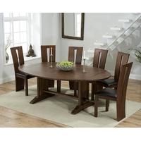 Mark Harris Cavanaugh Solid Dark Oak 165cm Extending Dining Set with 6 Arizon Brown Dining Chairs