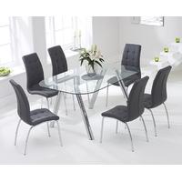 Mark Harris Pantheon 160cm Glass Dining Set with 6 California Grey Dining Chairs