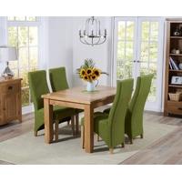Mark Harris York Solid Oak 130cm Extending Dining Set with 4 Harley Lime Fabric Dining Chairs