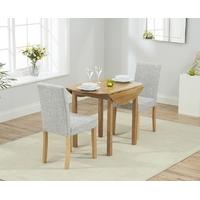 Mark Harris Promo Solid Oak 90cm Round Extending Dining Set with 2 Maiya Grey Dining Chairs