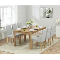 Mark Harris Promo Solid Oak 150cm Dining Set with 6 Maiya Grey Dining Chairs