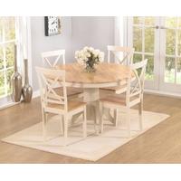 Mark Harris Elstree Oak and Cream 120cm Round Dining Set with 4 Dining Chairs
