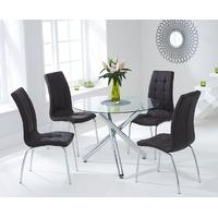 Mark Harris Odessa 100cm Glass Round Dining Set with 4 California Brown Dining Chairs