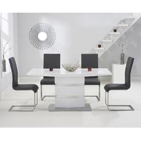 Mark Harris Springfield White High Gloss 160cm Dining Set with 4 Grey Malibu Dining Chairs