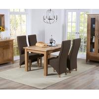 Mark Harris Cambridge Solid Oak 120cm Extending Dining Set with 4 Harley Cinnamon Fabric Dining Chairs