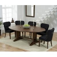 Mark Harris Cavanaugh Solid Dark Oak 165cm Extending Dining Set with 6 Kalim Black Dining Chairs