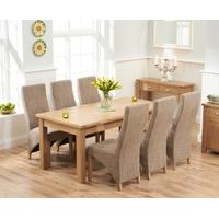 Mark Harris Sandringham Solid Oak 180cm Extending Dining Set with 6 Harley Tweed Fabric Dining Chairs