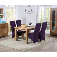 Mark Harris Cambridge Solid Oak 120cm Extending Dining Set with 4 Harley Plum Fabric Dining Chairs