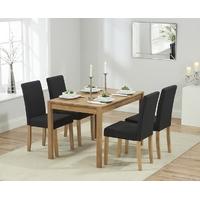 Mark Harris Promo Solid Oak 120cm Dining Set with 4 Maiya Black Dining Chairs