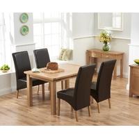 Mark Harris Sandringham Solid Oak 130cm Dining Set with 4 Venice Brown Faux Leather Dining Chairs