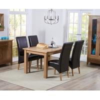 Mark Harris Cambridge Solid Oak 130cm Extending Dining Set with 4 Venice Brown Faux Leather Dining Chairs