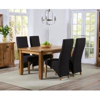 Mark Harris York Solid Oak 140cm Dining Set with 4 Harley Charcoal Fabric Dining Chairs