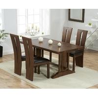 Mark Harris Cavanaugh Solid Dark Oak 165cm Extending Dining Set with 4 Arizon Brown Dining Chairs