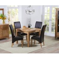 Mark Harris Cambridge Solid Oak 90cm Extending Dining Set with 4 Roma Brown Bycast Leather Dining Chairs