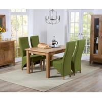 Mark Harris Cambridge Solid Oak 120cm Extending Dining Set with 4 Harley Lime Fabric Dining Chairs