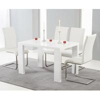 Mark Harris Metz White High Gloss 120cm Dining Set with 4 White Malibu Dining Chairs