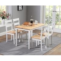 Mark Harris Chichester Oak and White 115cm Dining Set with 4 Dining Chairs