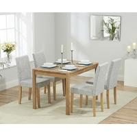 Mark Harris Promo Solid Oak 120cm Dining Set with 4 Maiya Grey Dining Chairs
