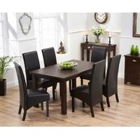 Mark Harris Sandringham Solid Dark Oak 150cm Fixed Top Dining Set with 6 Verona Brown Dining Chairs