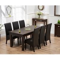 Mark Harris Sandringham Solid Dark Oak 180cm Extending Dining Set with 6 Verona Brown Dining Chairs