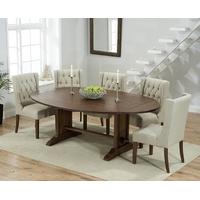 Mark Harris Cavanaugh Solid Dark Oak 165cm Extending Dining Set with 6 Stefini Beige Dining Chairs