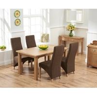 Mark Harris Sandringham Solid Oak 150cm Dining Set with 4 Harley Cinnamon Fabric Dining Chairs