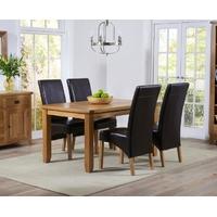 Mark Harris York Solid Oak 140cm Dining Set with 4 Roma Brown Dining Chairs