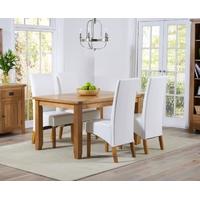 Mark Harris York Solid Oak 140cm Dining Set with 4 Venice Ivory Faux Leather Dining Chairs