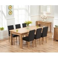 Mark Harris Sandringham Solid Oak 180cm Extending Dining Set with 6 Maiya Black Fabric Dining Chairs