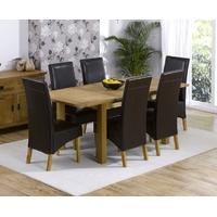 Mark Harris Cambridge Solid Oak 130cm Extending Dining Set with 6 Venice Brown Faux Leather Dining Chairs