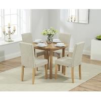 Mark Harris Promo Solid Oak 90cm Round Extending Dining Set with 4 Maiya Cream Dining Chairs