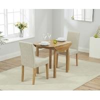 Mark Harris Promo Solid Oak 90cm Round Extending Dining Set with 2 Maiya Cream Dining Chairs