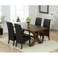Mark Harris Avignon Solid Dark Oak 165cm Extending Dining Set with 4 WNG Brown Dining Chairs